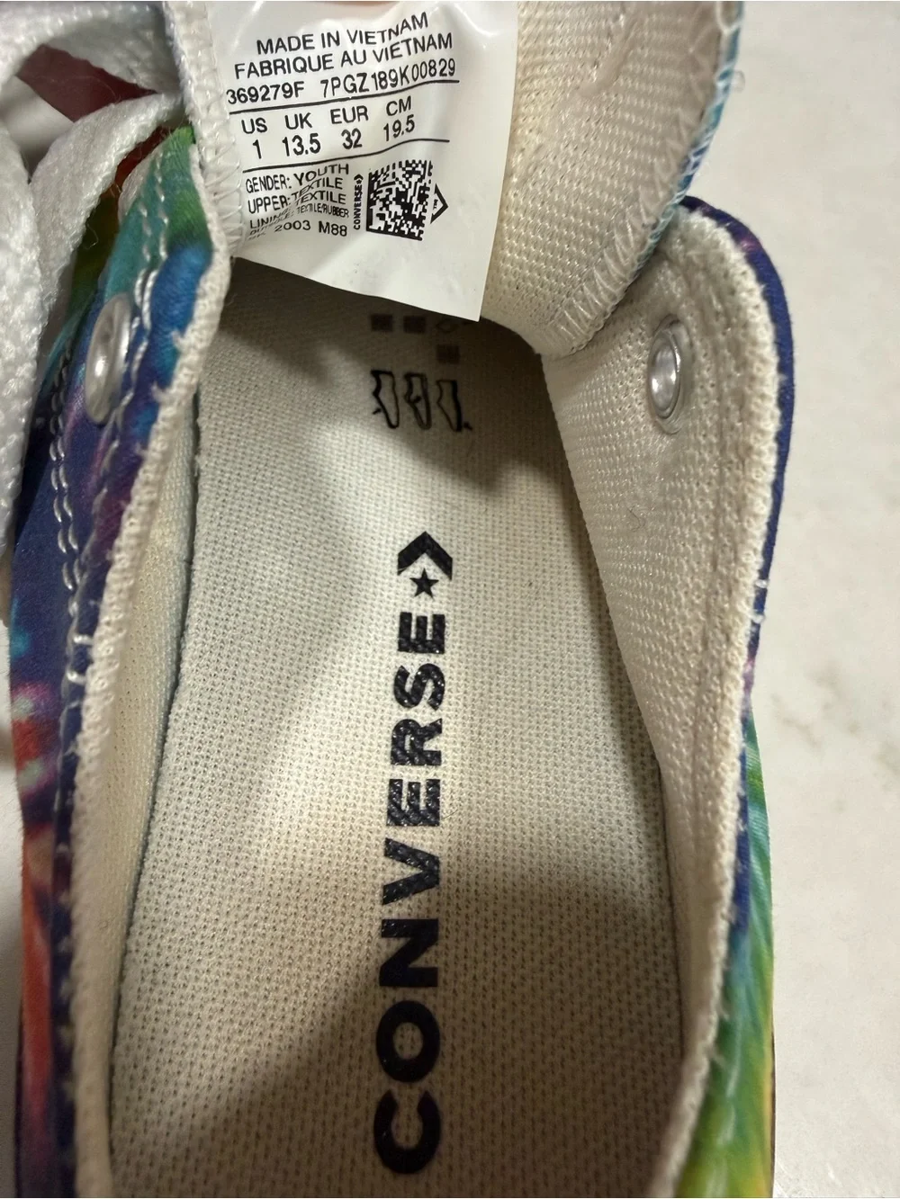Converse Kids Rainbow Tie-Dye Low Top Sneakers with White Accents
